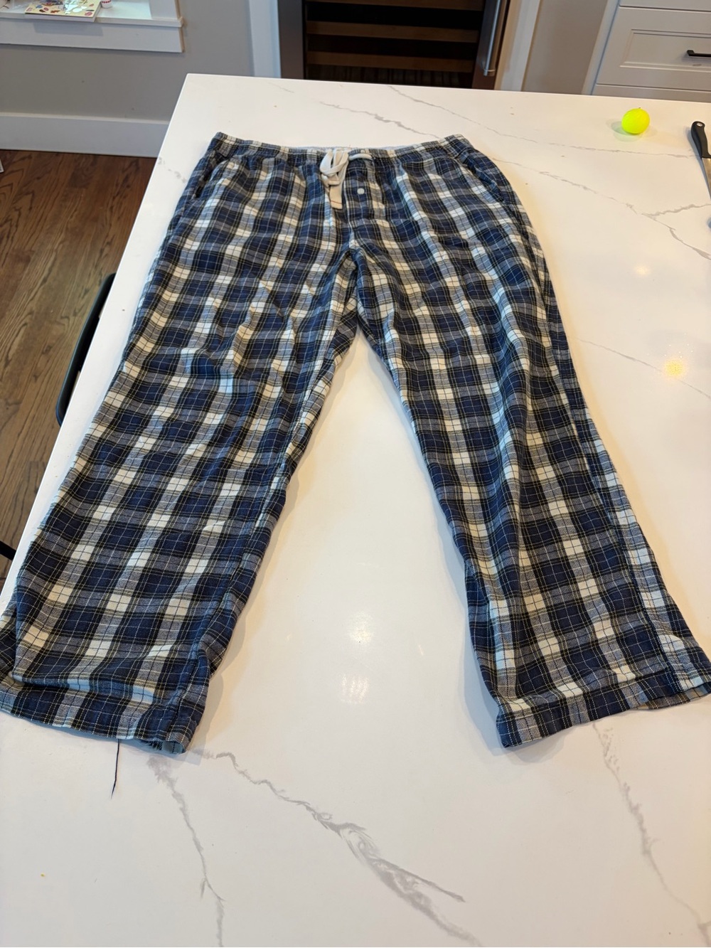 J. Crew Men's Navy and Gray Plaid Lounge Pants - Size Large